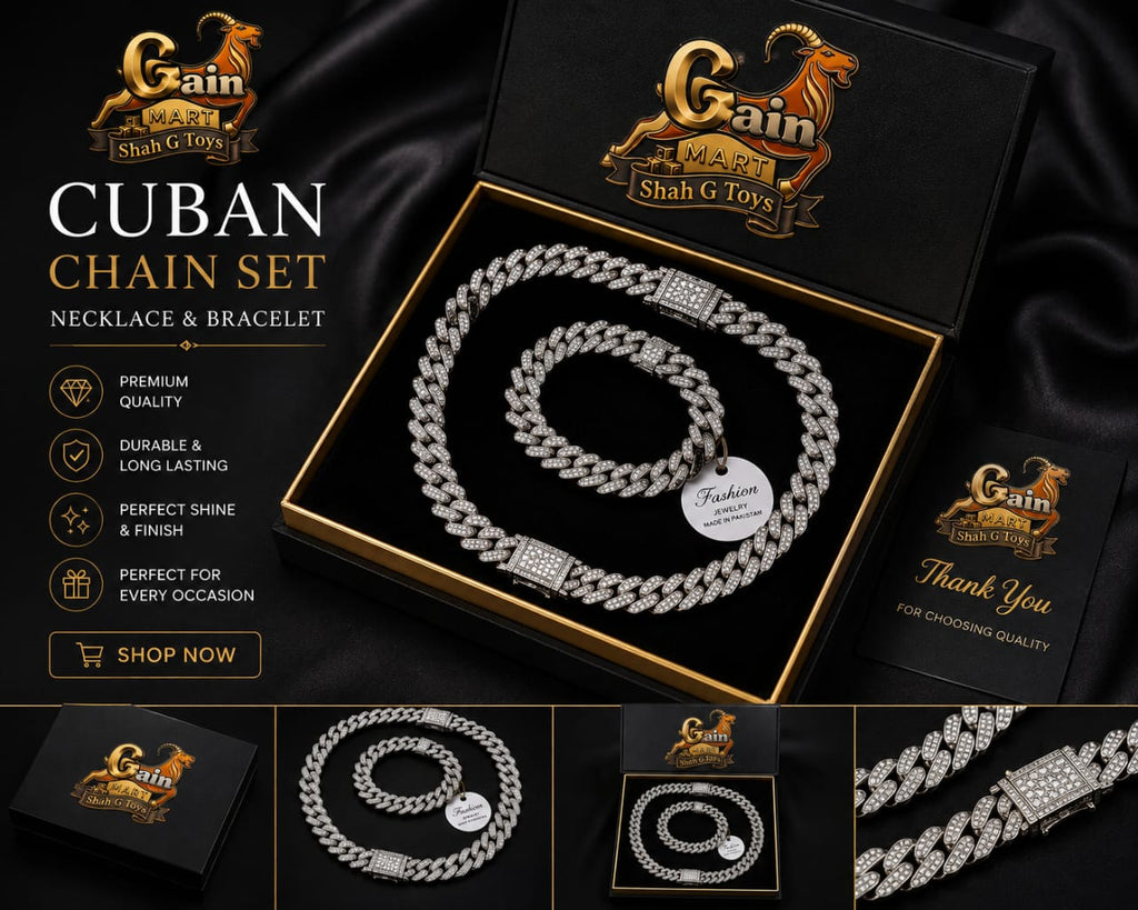 ✅ Premium Cuban Chain & Bracelet Set for Men – Gain Mart