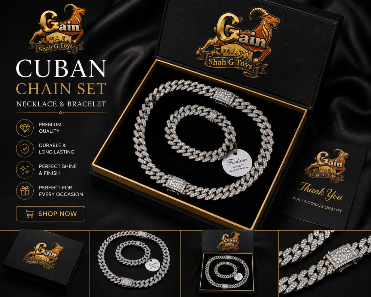 ✅ Premium Cuban Chain & Bracelet Set for Men – Gain Mart