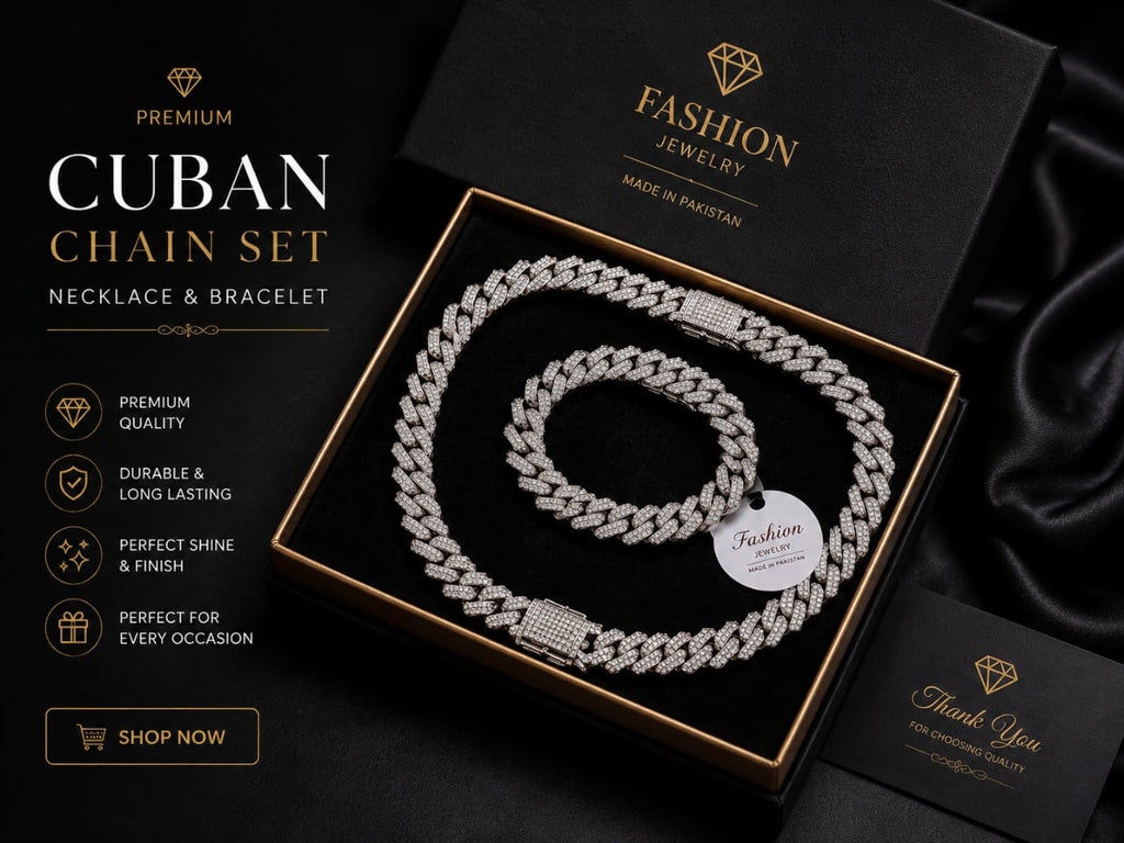 ✅ Premium Cuban Chain & Bracelet Set for Men – Gain Mart