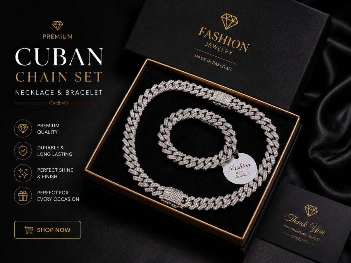 ✅ Premium Cuban Chain & Bracelet Set for Men – Gain Mart