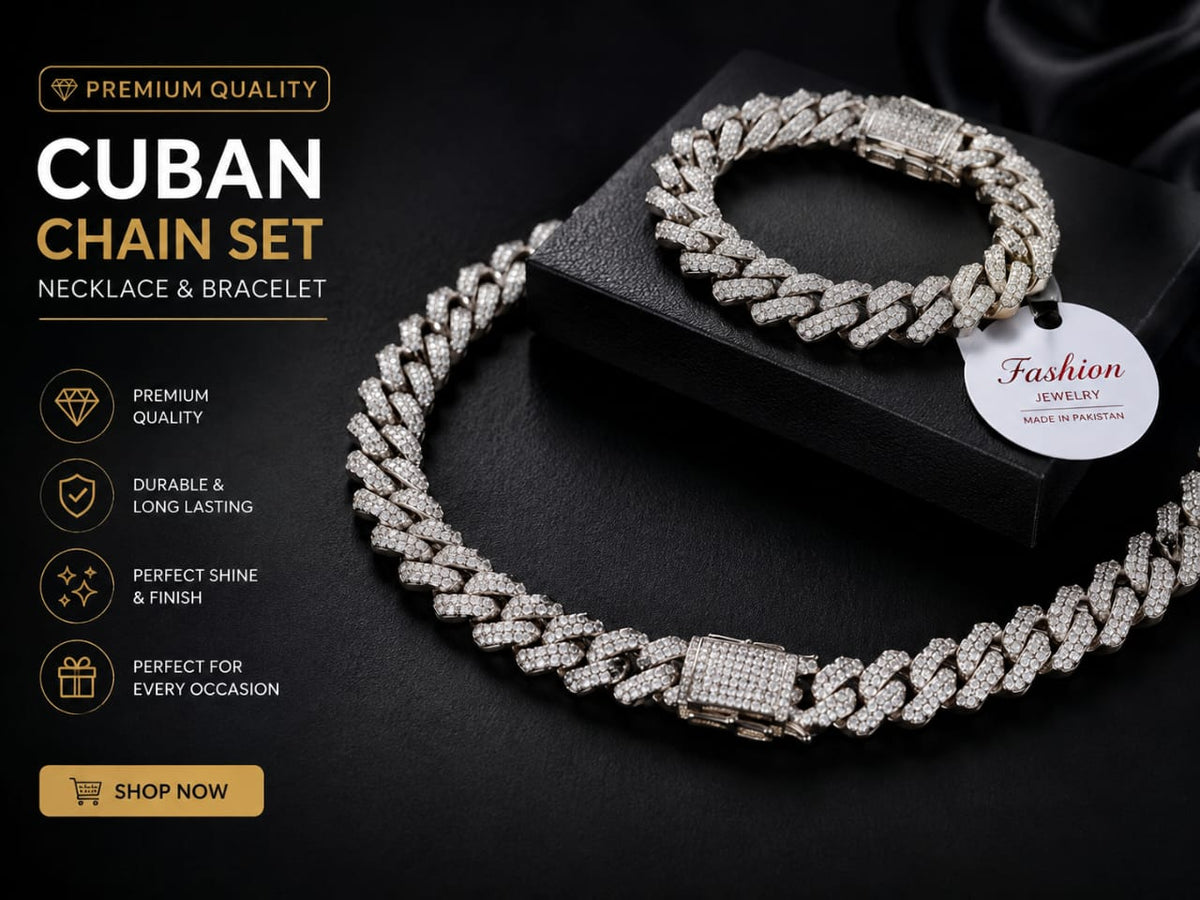 ✅ Premium Cuban Chain & Bracelet Set for Men – Gain Mart